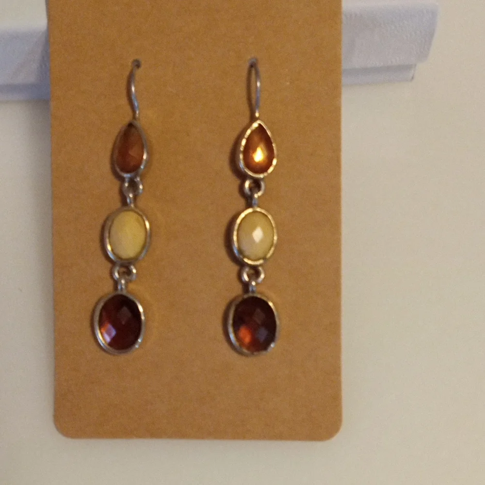 Elegant Amber and Cream Drop Earrings